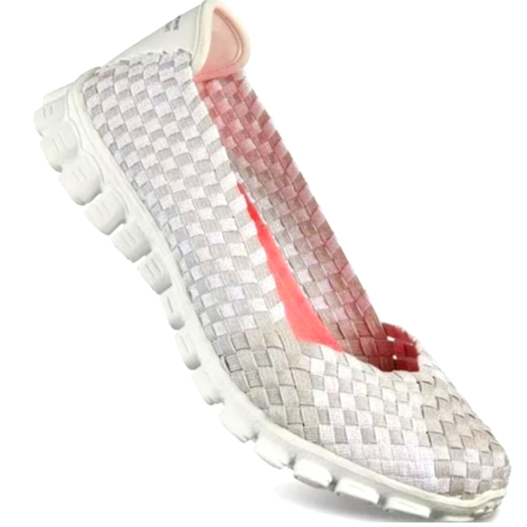 Skechers Stretch Weave Comfort Memory Foam Pearl Metallic Pattern Ballet Sneaker - Picture 1 of 15